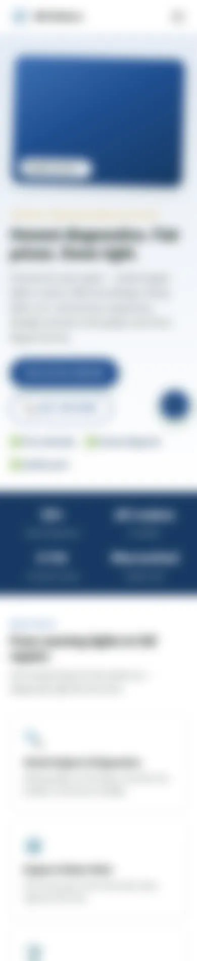 Before: website for a auto repair shop on a phone, blurred for privacy