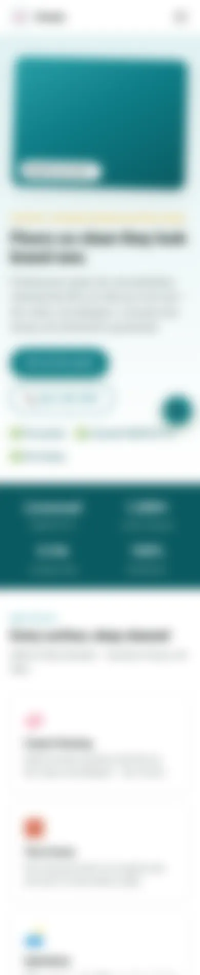 Before: website for a local carpet and tile shop on a phone, blurred for privacy